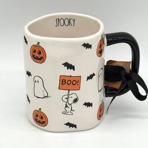 Rae Dunn Snoopy With Boo Sign Ghost Spooky Coffee Mug Halloween NEW